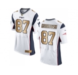 Nike New England Patriots #87 Rob Gronkowski White Men's Stitched NFL New Elite Gold Jersey