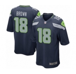 Men's Nike Seattle Seahawks #18 Jaron Brown Game Navy Blue Team Color NFL Jersey