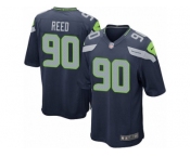 Men's Nike Seattle Seahawks #90 Jarran Reed Game Steel Blue Team Color NFL Jersey