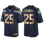 Nike Seattle Seahawks #25 Richard Sherman 2016 Christmas Navy Golden Men's NFL Game Special Edition Jersey