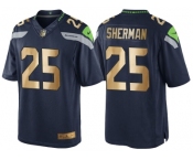Nike Seattle Seahawks #25 Richard Sherman 2016 Christmas Navy Golden Men's NFL Game Special Edition Jersey