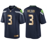 Nike Seattle Seahawks #3 Russell Wilson 2016 Christmas Navy Golden Men's NFL Game Special Edition Jersey