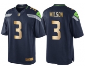 Nike Seattle Seahawks #3 Russell Wilson 2016 Christmas Navy Golden Men's NFL Game Special Edition Jersey