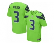 Men Nike Seattle Seahawks #3 Russell Wilson Elite Green Rush NFL Jerseys