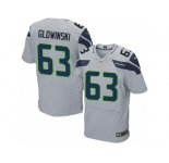 Men's Nike Seattle Seahawks #63 Mark Glowinski Elite Grey Alternate NFL Jersey