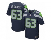 Men's Nike Seattle Seahawks #63 Mark Glowinski Elite Steel Blue Team Color NFL Jersey
