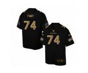 Men's Nike Seattle Seahawks #74 George Fant Elite Black Pro Line Gold Collection NFL Jersey