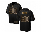 Men's Nike Seattle Seahawks #90 Jarran Reed Elite Black Pro Line Gold Collection NFL Jersey