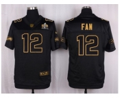 Nike Seattle Seahawks #12 Fan Black Pro Line Gold Collection Jersey[Elite]