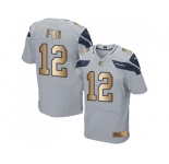 Nike Seattle Seahawks #12 Fan Grey Alternate Men's Stitched NFL Elite Gold Jersey