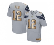 Nike Seattle Seahawks #12 Fan Grey Alternate Men's Stitched NFL Elite Gold Jersey