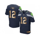 Nike Seattle Seahawks #12 Fan Steel Blue Team Color Men's Stitched NFL Elite Gold Jersey