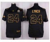 Nike Seattle Seahawks #24 Marshawn Lynch Black Pro Line Gold Collection Jersey[Elite]