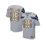 Nike Seattle Seahawks #25 Richard Sherman Grey Alternate Men's Stitched NFL Elite Gold Jersey