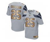 Nike Seattle Seahawks #25 Richard Sherman Grey Alternate Men's Stitched NFL Elite Gold Jersey