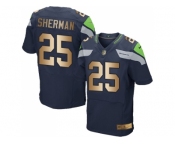Nike Seattle Seahawks #25 Richard Sherman Steel Blue Team Color Men's Stitched NFL Elite Gold Jersey