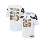 Nike Seattle Seahawks #25 Richard Sherman White Men's Stitched NFL Elite Gold Jersey