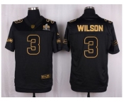 Nike Seattle Seahawks #3 Russell Wilson Black Pro Line Gold Collection Jersey[Elite]