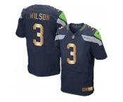 Nike Seattle Seahawks #3 Russell Wilson Steel Blue Team Color Men's Stitched NFL Elite Gold Jersey