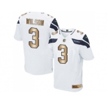 Nike Seattle Seahawks #3 Russell Wilson White Men's Stitched NFL Elite Gold Jersey