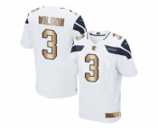 Nike Seattle Seahawks #3 Russell Wilson White Men's Stitched NFL Elite Gold Jersey