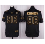Nike Seattle Seahawks #96 Cortez Kennedy Black Pro Line Gold Collection Jersey[Elite]
