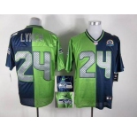 nike nfl jerseys seattle seahawks #24 marshawn lynch blue-green[Elite split 50th Patch]
