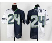 nike nfl jerseys seattle seahawks #24 marshawn lynch blue-white[Elite split]