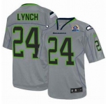 nike nfl jerseys seattle seahawks #24 marshawn lynch grey[Elite lights out 50th Patch]