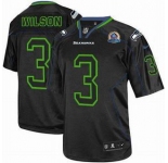 nike nfl jerseys seattle seahawks #3 wilson black[Elite lights out 50th Patch]