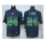 2015 New Nike Seattle Seahawks #24 Lynch Navy Blue Strobe Jerseys[Limited]