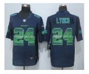 2015 New Nike Seattle Seahawks #24 Lynch Navy Blue Strobe Jerseys[Limited]
