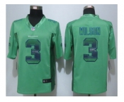 2015 New Nike Seattle Seahawks #3 Wilson Green Strobe Jerseys[Limited]