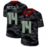 Men Nike Seattle Seahawks #14 Metcalf 2020 Nike Camo Salute to Service Limited Jersey