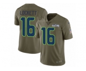 Men Nike Seattle Seahawks #16 Tyler Lockett Limited Olive 2017 Salute to Service NFL Jersey