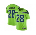 Men Nike Seattle Seahawks #28 Justin Coleman Limited Green Rush Vapor Untouchable NFL Jerse