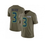 Men Nike Seattle Seahawks #3 Russell Wilson Limited Olive 2017 Salute to Service NFL Jersey