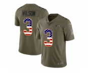 Men Nike Seattle Seahawks #3 Russell Wilson Limited Olive USA Flag 2017 Salute to Service NFL Jersey