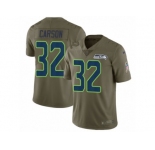 Men Nike Seattle Seahawks #32 Chris Carson Limited Olive 2017 Salute to Service NFL Jersey