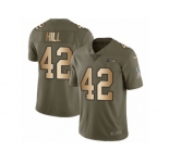 Men Nike Seattle Seahawks #42 Delano Hill Limited Olive Gold 2017 Salute to Service NFL Jersey