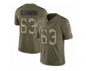 Men Nike Seattle Seahawks #63 Mark Glowinski Limited Olive Camo 2017 Salute to Service NFL Jersey