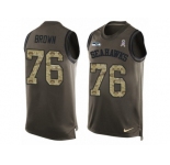 Men Nike Seattle Seahawks #76 Duane Brown Limited Green Salute to Service Tank Top NFL Jersey