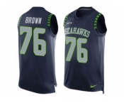 Men Nike Seattle Seahawks #76 Duane Brown Limited Steel Blue Player Name & Number Tank Top NFL Jersey