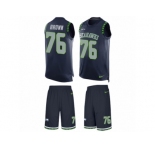 Men Nike Seattle Seahawks #76 Duane Brown Limited Steel Blue Tank Top Suit NFL Jersey