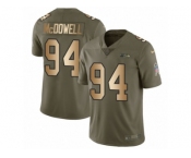 Men Nike Seattle Seahawks #94 Malik McDowell Limited Olive Gold 2017 Salute to Service NFL Jersey
