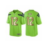 Men's Nike Seattle Seahawks #12 12th Fan Green Gold Limited Special Color Rush Jersey