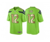Men's Nike Seattle Seahawks #12 12th Fan Green Gold Limited Special Color Rush Jersey