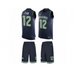 Men's Nike Seattle Seahawks 12th Fan Limited Steel Blue Tank Top Suit NFL Jersey