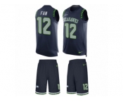 Men's Nike Seattle Seahawks 12th Fan Limited Steel Blue Tank Top Suit NFL Jersey