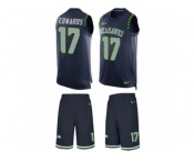 Men's Nike Seattle Seahawks #17 Braylon Edwards Limited Steel Blue Tank Top Suit NFL Jersey